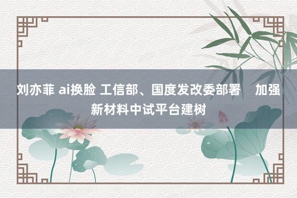 刘亦菲 ai换脸 工信部、国度发改委部署    加强新材料中试平台建树