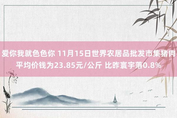 爱你我就色色你 11月15日世界农居品批发市集猪肉平均价钱为23.85元/公斤 比昨寰宇落0.8%